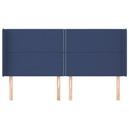 Hoofdbord Met Randen Stof Blauw 203 x 16 x 118/128 cm