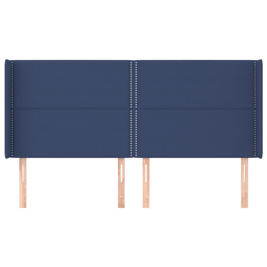 Hoofdbord Met Randen Stof Blauw 203 x 16 x 118/128 cm