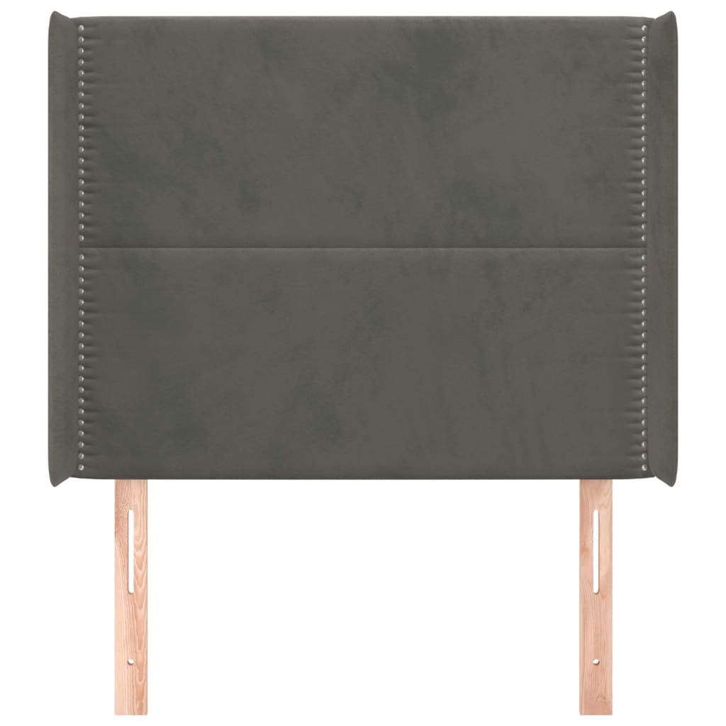 Hoofdbord met randen 83x16x118/128 cm fluweel donkergrijs 83 x 16 x 118/128 cm Donkergrijs
