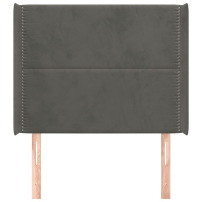 Hoofdbord met randen 83x16x118/128 cm fluweel donkergrijs 83 x 16 x 118/128 cm Donkergrijs