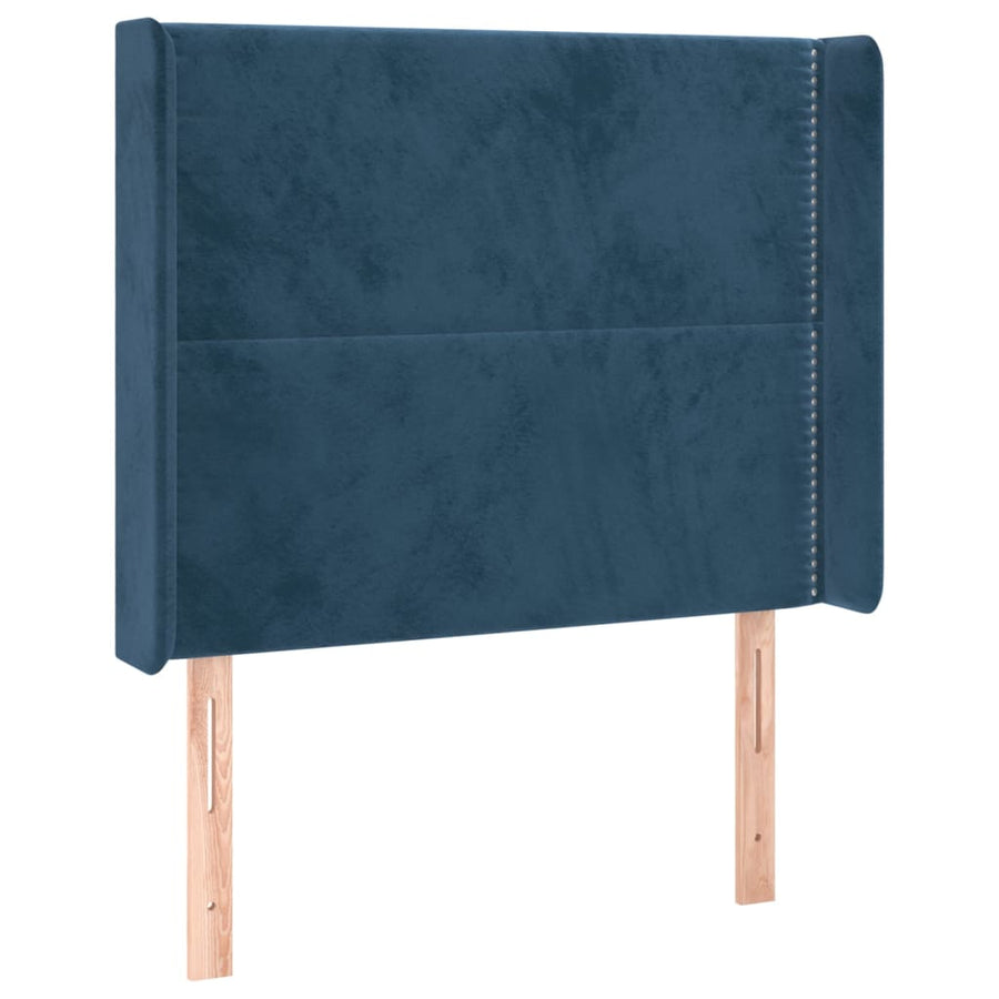 Hoofdbord Met Randen Fluweel Blauw 83 x 16 x 118/128 cm