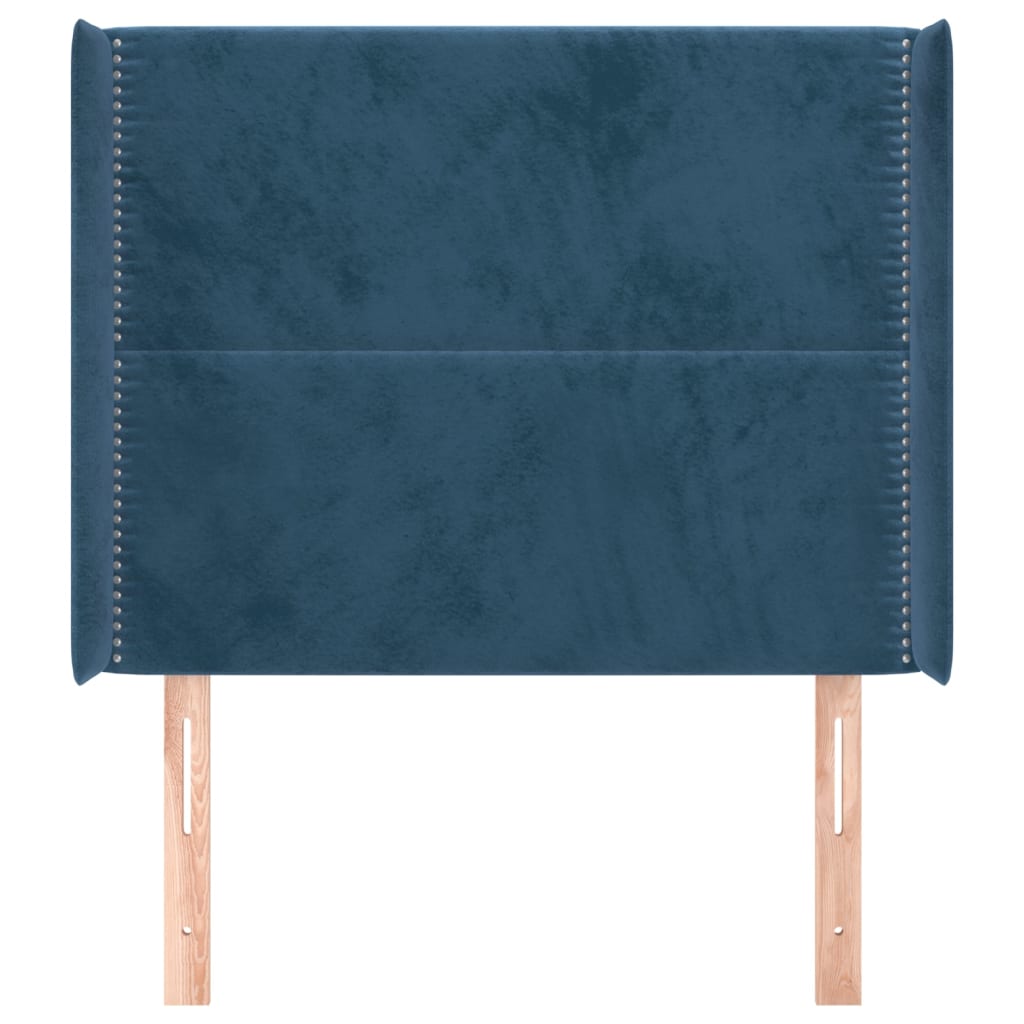 Hoofdbord Met Randen Fluweel Blauw 83 x 16 x 118/128 cm