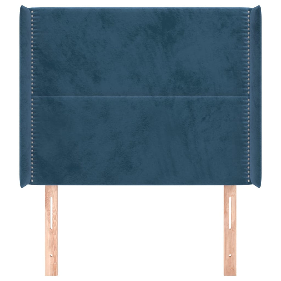 Hoofdbord Met Randen Fluweel Blauw 83 x 16 x 118/128 cm