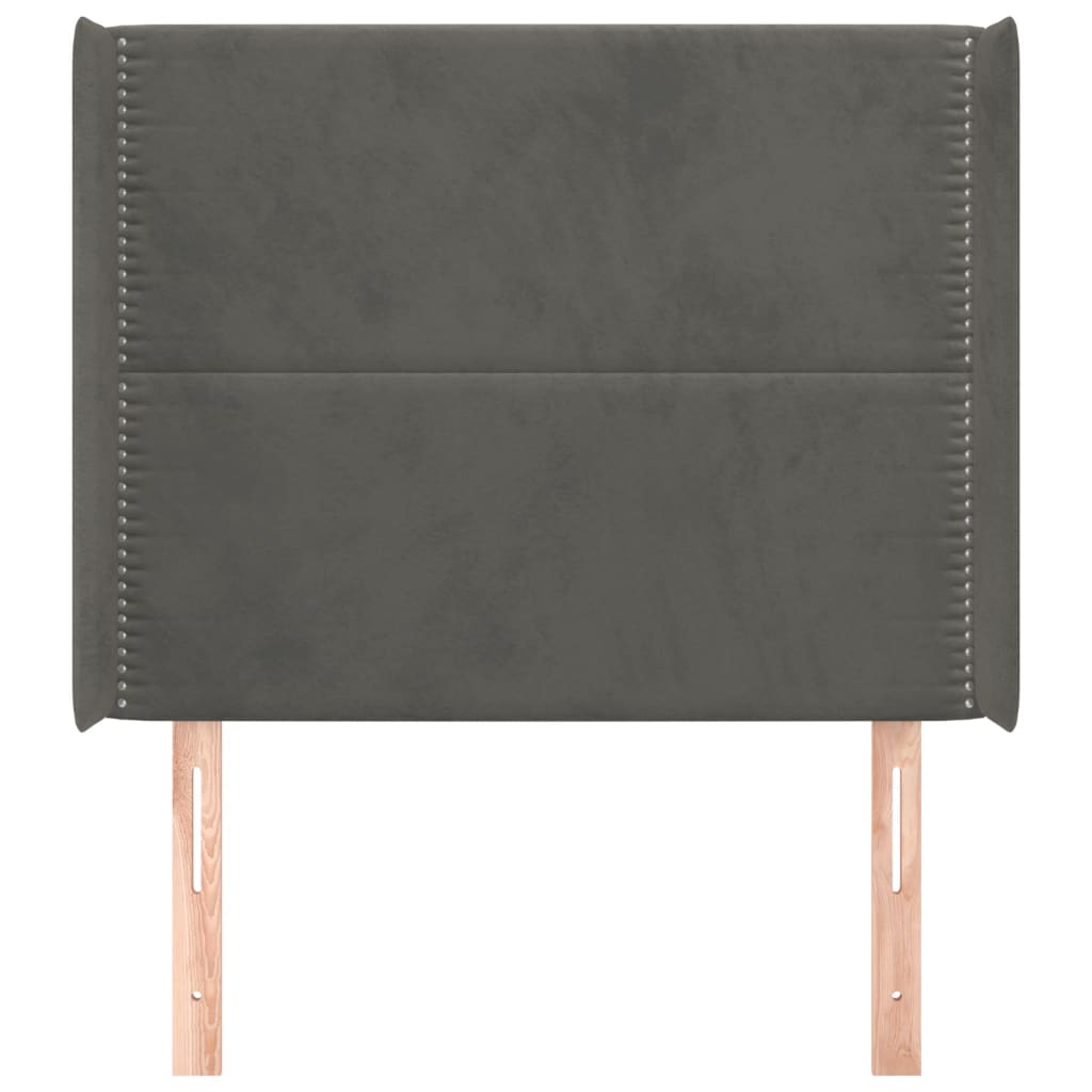 Hoofdbord met randen 93x16x118/128 cm fluweel donkergrijs 93 x 16 x 118/128 cm Donkergrijs