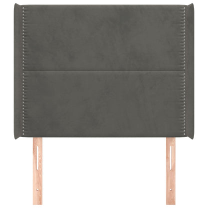 Hoofdbord met randen 93x16x118/128 cm fluweel donkergrijs 93 x 16 x 118/128 cm Donkergrijs