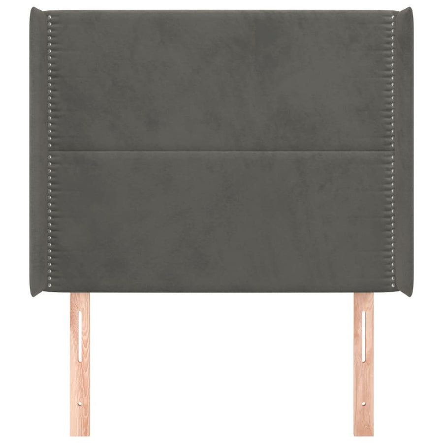 Hoofdbord met randen 93x16x118/128 cm fluweel donkergrijs 93 x 16 x 118/128 cm Donkergrijs