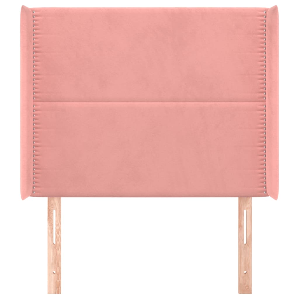 Hoofdbord met randen 93x16x118/128 cm fluweel roze 93 x 16 x 118/128 cm Roze