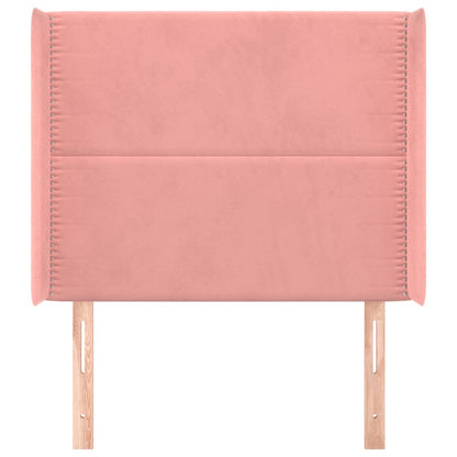 Hoofdbord met randen 93x16x118/128 cm fluweel roze 93 x 16 x 118/128 cm Roze