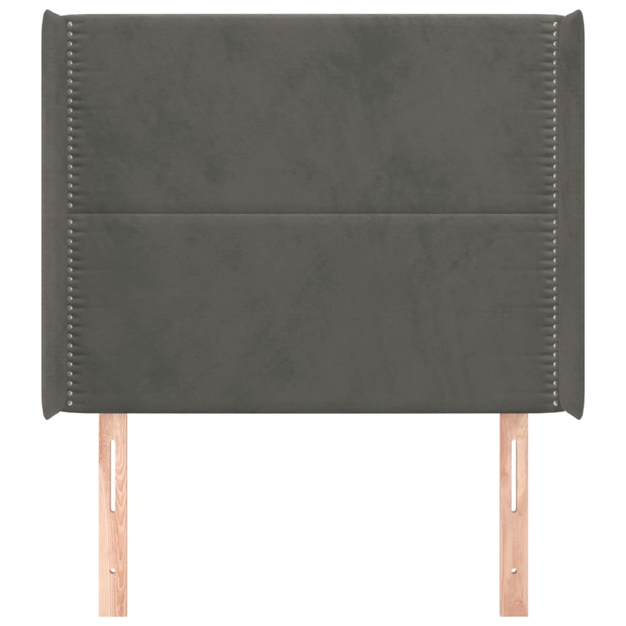 Hoofdbord met randen 103x16x118/128 cm fluweel donkergrijs 103 x 16 x 118/128 cm Donkergrijs