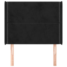 Hoofdbord met randen 103x16x118/128 cm fluweel zwart 103 x 16 x 118/128 cm Zwart