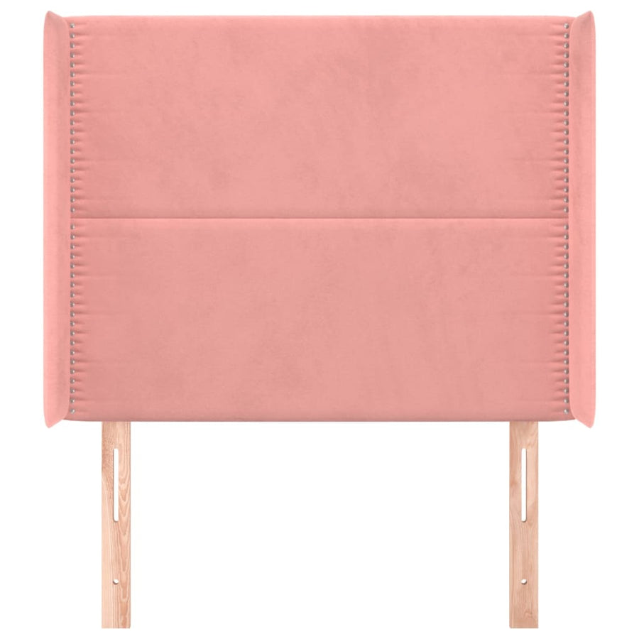 Hoofdbord met randen 103x16x118/128 cm fluweel roze 103 x 16 x 118/128 cm Roze