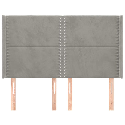 Hoofdbord met randen 147x16x118/128 cm fluweel lichtgrijs 147 x 16 x 118/128 cm Lichtgrijs