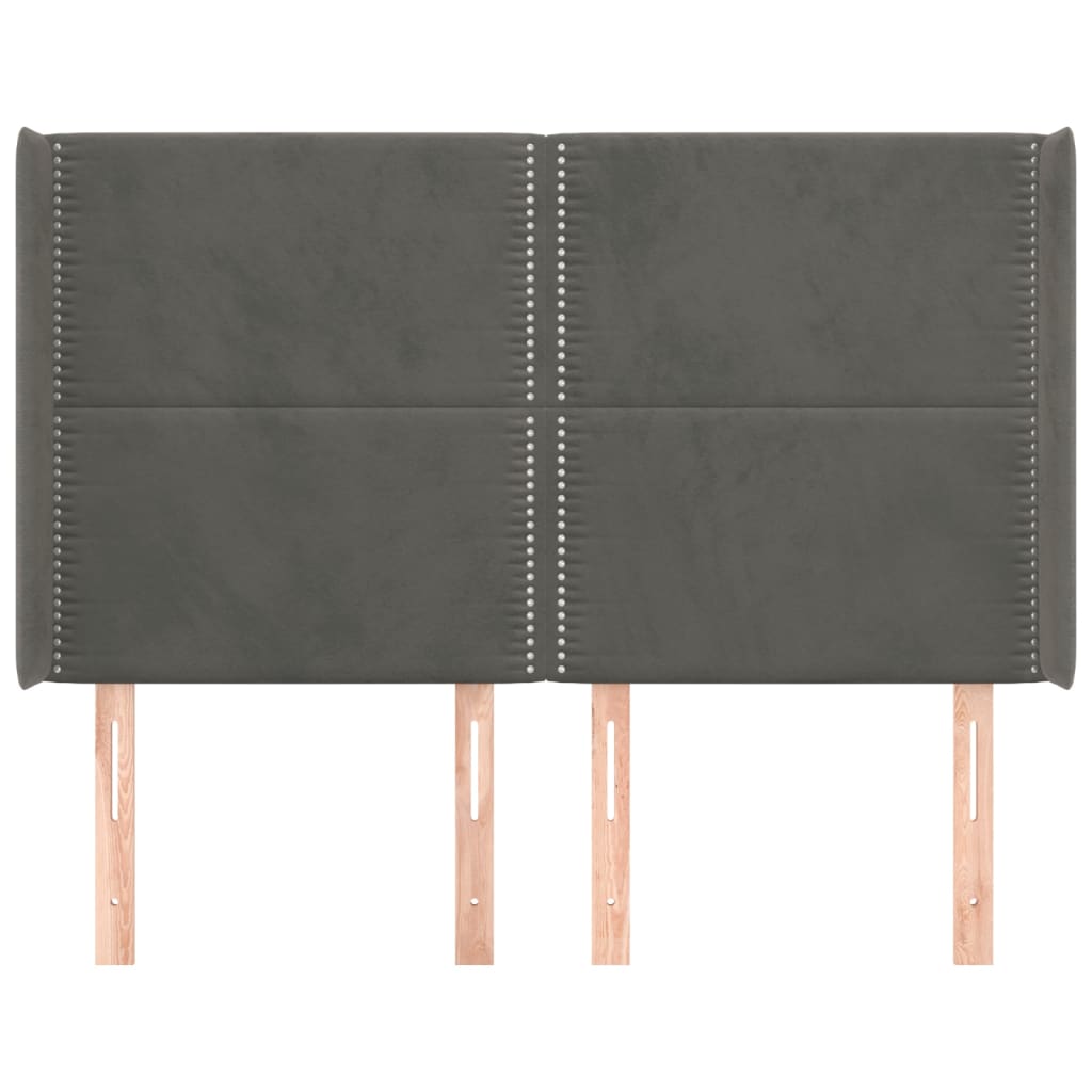 Hoofdbord met randen 147x16x118/128 cm fluweel donkergrijs 147 x 16 x 118/128 cm Donkergrijs