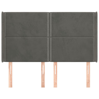 Hoofdbord met randen 147x16x118/128 cm fluweel donkergrijs 147 x 16 x 118/128 cm Donkergrijs