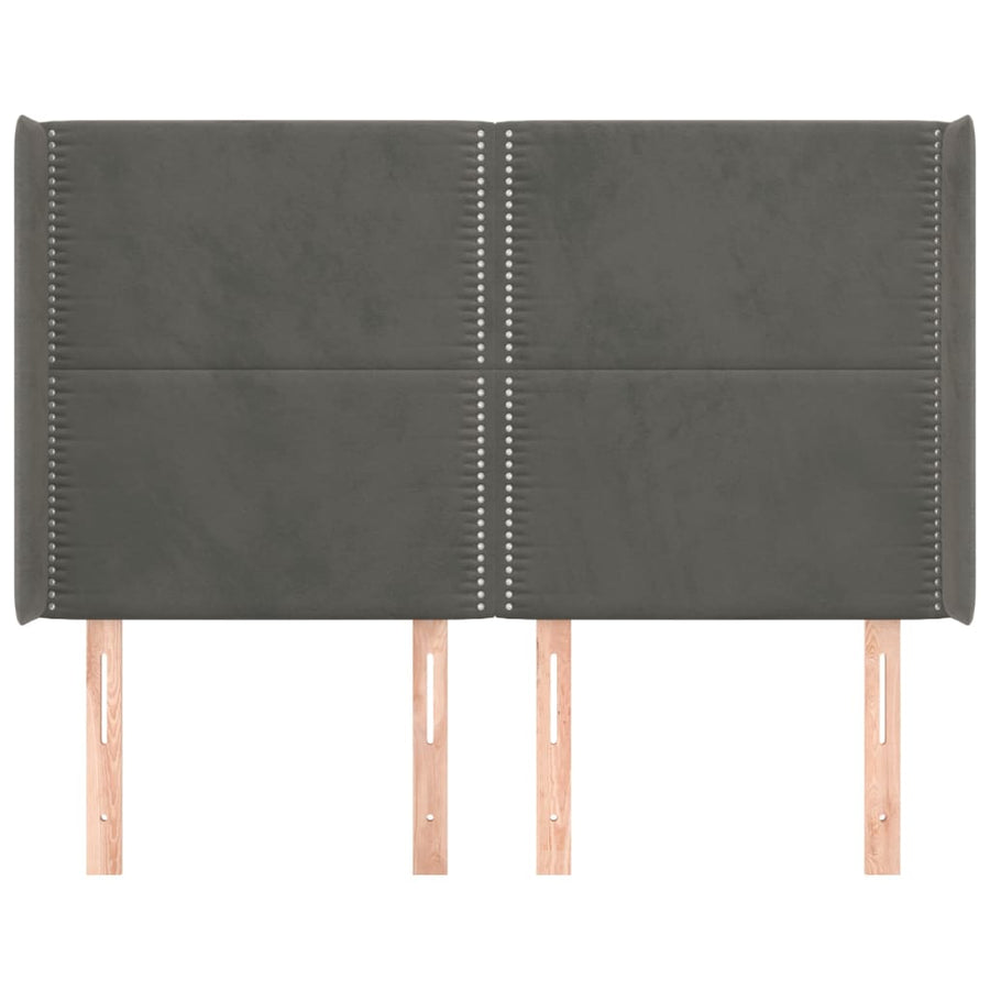 Hoofdbord met randen 147x16x118/128 cm fluweel donkergrijs 147 x 16 x 118/128 cm Donkergrijs