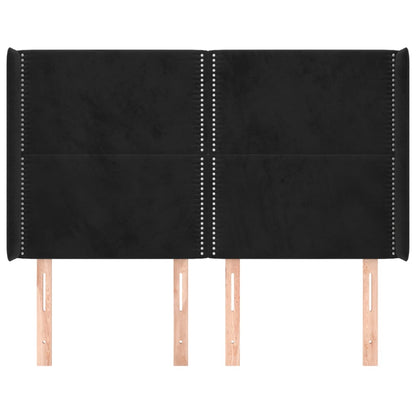 Hoofdbord met randen 147x16x118/128 cm fluweel zwart 147 x 16 x 118/128 cm Zwart