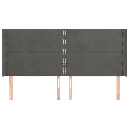 Hoofdbord met randen 163x16x118/128 cm fluweel donkergrijs 163 x 16 x 118/128 cm Donkergrijs