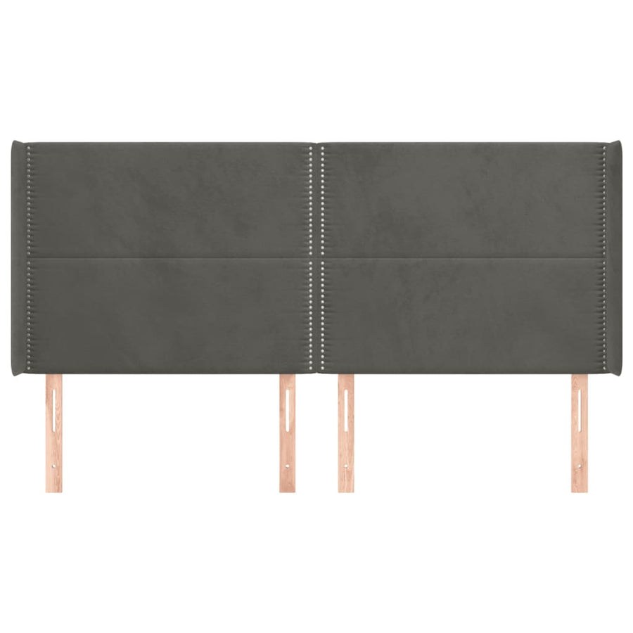 Hoofdbord met randen 163x16x118/128 cm fluweel donkergrijs 163 x 16 x 118/128 cm Donkergrijs
