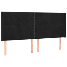 Hoofdbord met randen 163x16x118/128 cm fluweel zwart 163 x 16 x 118/128 cm Zwart