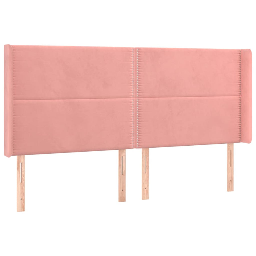 Hoofdbord met randen 163x16x118/128 cm fluweel roze 163 x 16 x 118/128 cm Roze