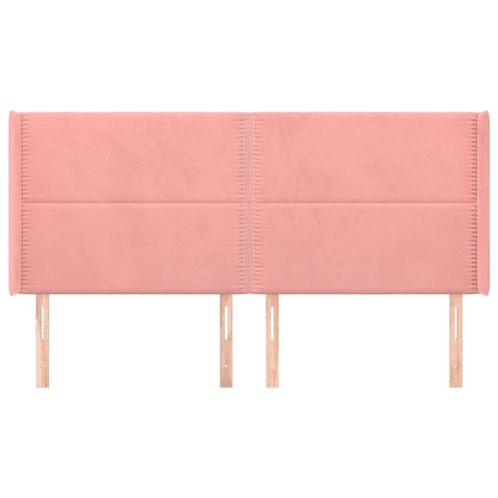 Hoofdbord met randen 163x16x118/128 cm fluweel roze 163 x 16 x 118/128 cm Roze
