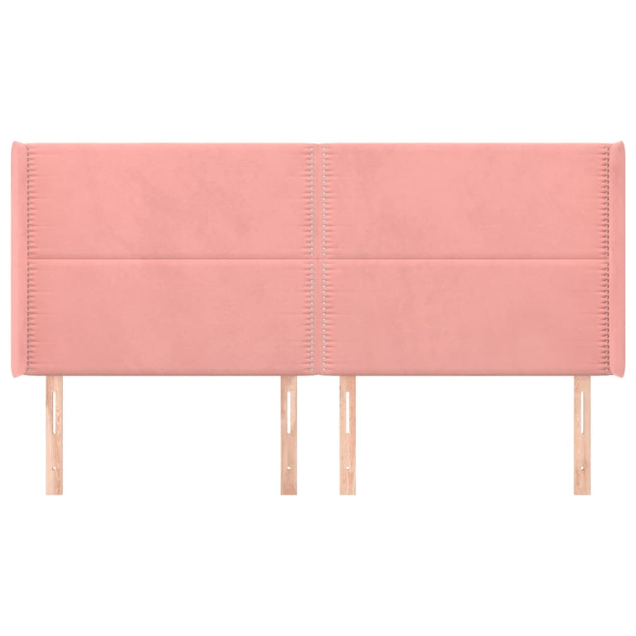 Hoofdbord met randen 163x16x118/128 cm fluweel roze 163 x 16 x 118/128 cm Roze