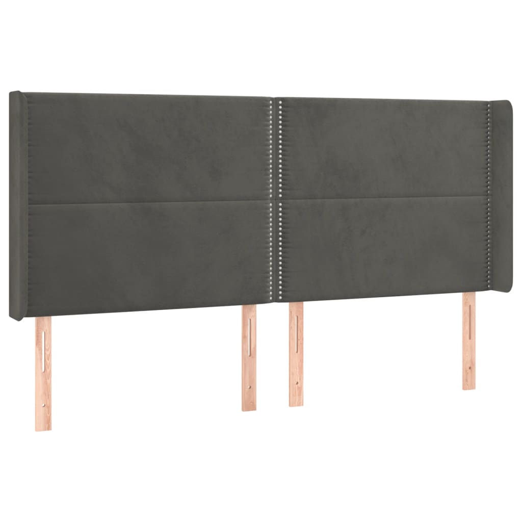 Hoofdbord met randen 183x16x118/128 cm fluweel donkergrijs 183 x 16 x 118/128 cm Donkergrijs