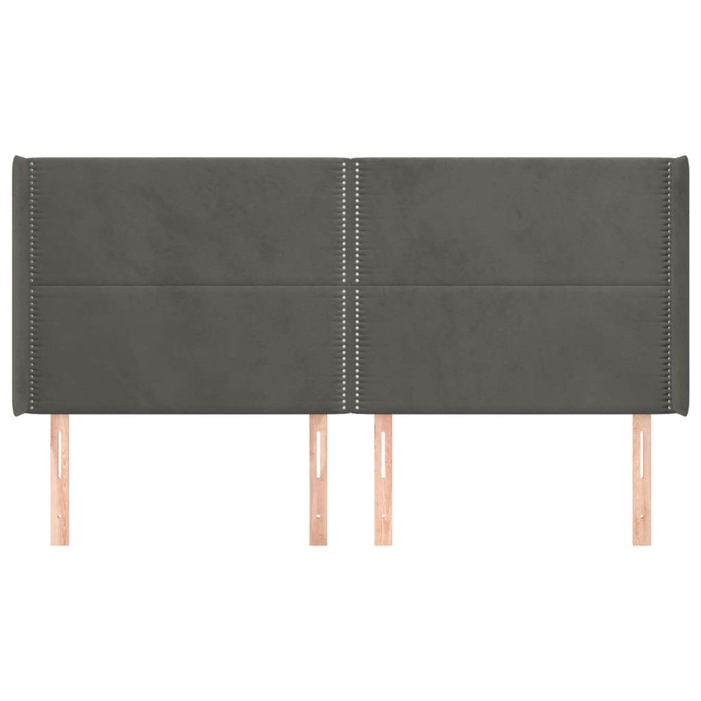 Hoofdbord met randen 183x16x118/128 cm fluweel donkergrijs 183 x 16 x 118/128 cm Donkergrijs