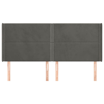 Hoofdbord met randen 183x16x118/128 cm fluweel donkergrijs 183 x 16 x 118/128 cm Donkergrijs