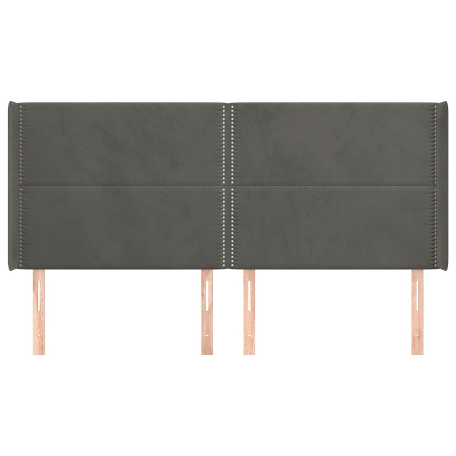 Hoofdbord met randen 183x16x118/128 cm fluweel donkergrijs 183 x 16 x 118/128 cm Donkergrijs
