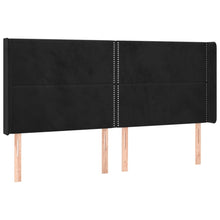 Hoofdbord met randen 183x16x118/128 cm fluweel zwart 183 x 16 x 118/128 cm Zwart