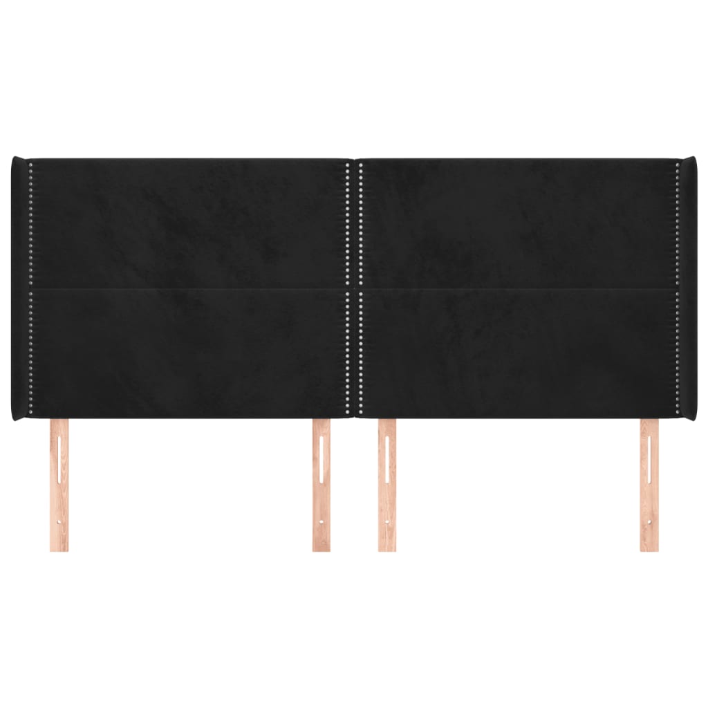 Hoofdbord met randen 183x16x118/128 cm fluweel zwart 183 x 16 x 118/128 cm Zwart