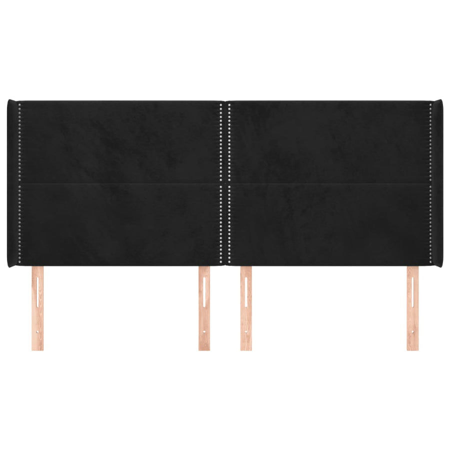 Hoofdbord met randen 183x16x118/128 cm fluweel zwart 183 x 16 x 118/128 cm Zwart