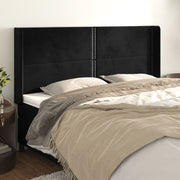 Hoofdbord 183x16x118/128 cm fluweel zwart