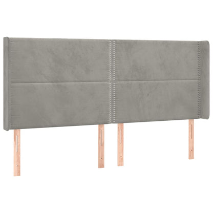 Hoofdbord met randen 203x16x118/128 cm fluweel lichtgrijs 203 x 16 x 118/128 cm Lichtgrijs