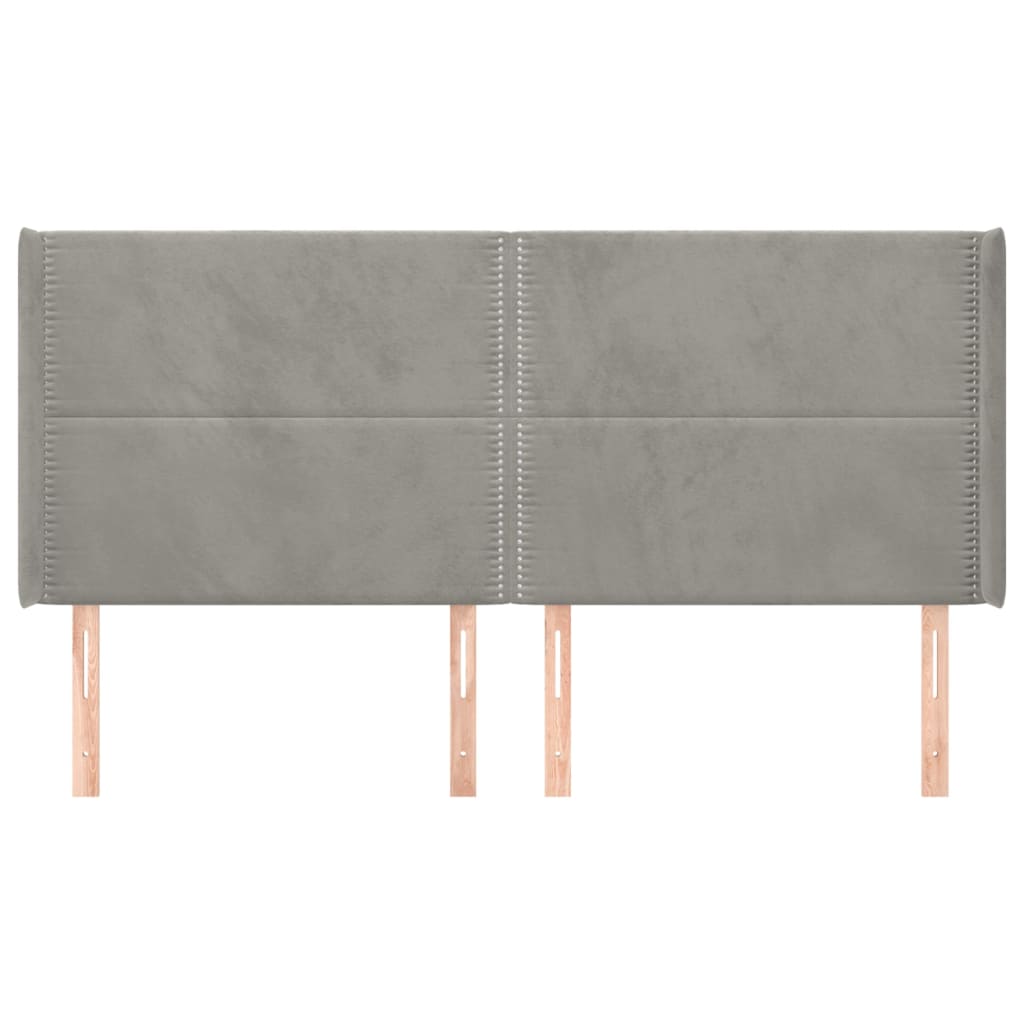 Hoofdbord met randen 203x16x118/128 cm fluweel lichtgrijs 203 x 16 x 118/128 cm Lichtgrijs
