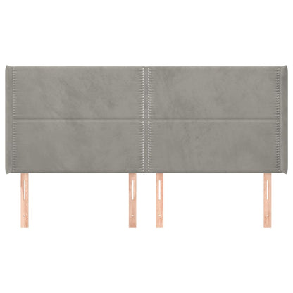 Hoofdbord met randen 203x16x118/128 cm fluweel lichtgrijs 203 x 16 x 118/128 cm Lichtgrijs