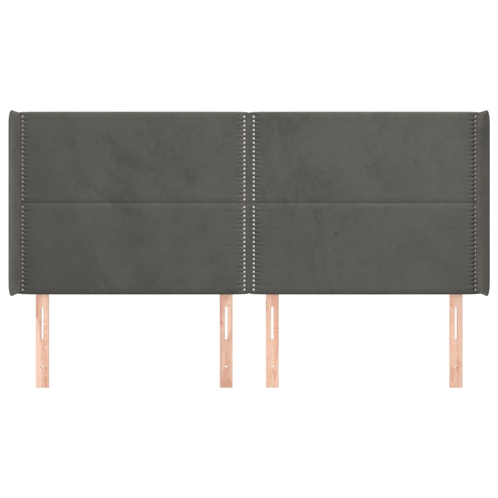 Hoofdbord met randen 203x16x118/128 cm fluweel donkergrijs 203 x 16 x 118/128 cm Donkergrijs