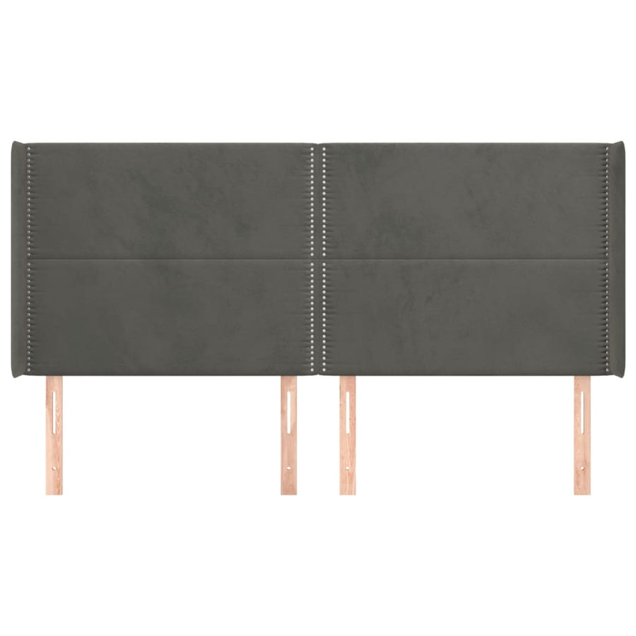 Hoofdbord met randen 203x16x118/128 cm fluweel donkergrijs 203 x 16 x 118/128 cm Donkergrijs