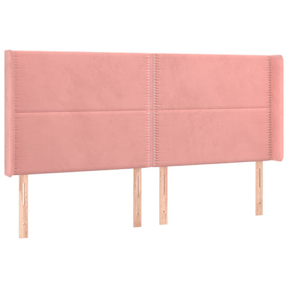 Hoofdbord met randen 203x16x118/128 cm fluweel roze 203 x 16 x 118/128 cm Roze