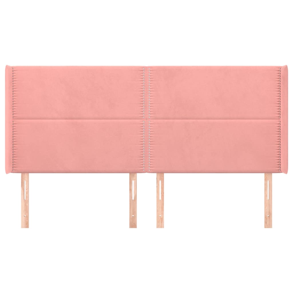 Hoofdbord met randen 203x16x118/128 cm fluweel roze 203 x 16 x 118/128 cm Roze