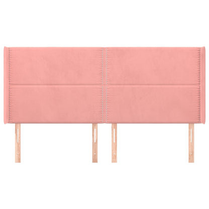 Hoofdbord met randen 203x16x118/128 cm fluweel roze 203 x 16 x 118/128 cm Roze