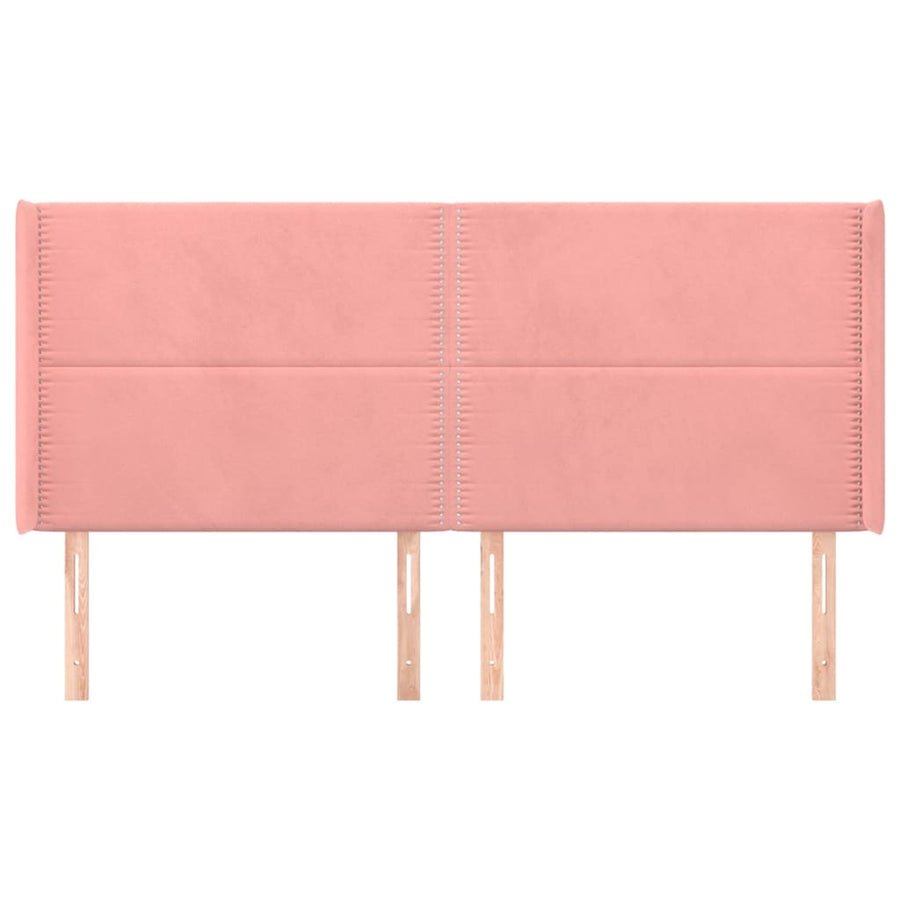 Hoofdbord met randen 203x16x118/128 cm fluweel roze 203 x 16 x 118/128 cm Roze