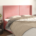 Headboard with edges 203x16x118/128 cm velvet pink