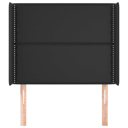 Hoofdbord met randen 93x16x118/128 cm kunstleer zwart 93 x 16 x 118/128 cm Zwart