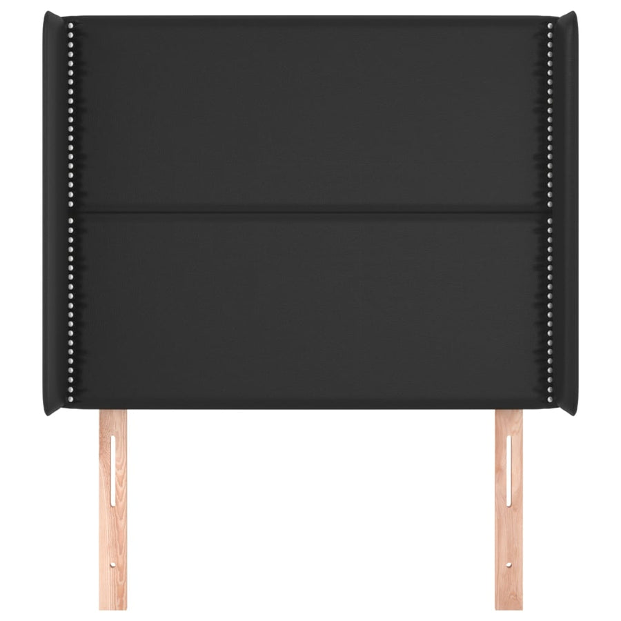 Hoofdbord met randen 93x16x118/128 cm kunstleer zwart 93 x 16 x 118/128 cm Zwart