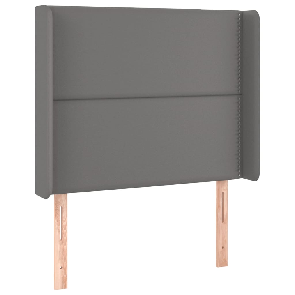 Hoofdbord met randen 93x16x118/128 cm kunstleer grijs 93 x 16 x 118/128 cm Grijs