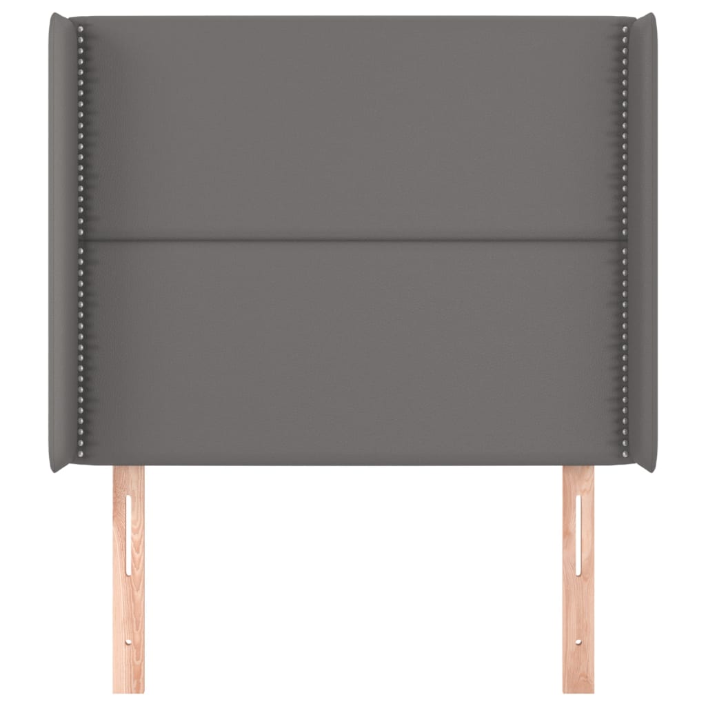 Hoofdbord met randen 93x16x118/128 cm kunstleer grijs 93 x 16 x 118/128 cm Grijs