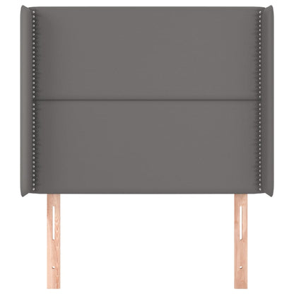 Hoofdbord met randen 93x16x118/128 cm kunstleer grijs 93 x 16 x 118/128 cm Grijs