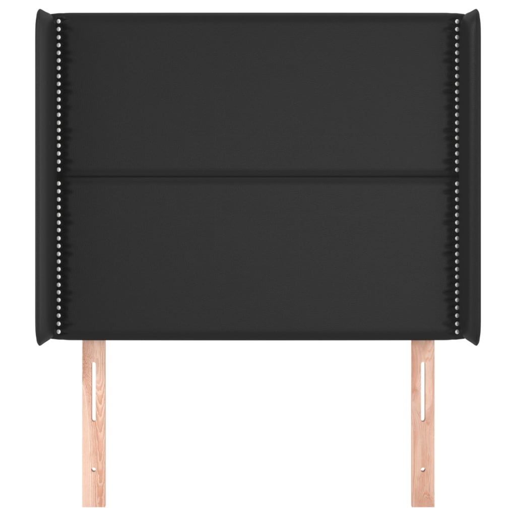 Hoofdbord met randen 103x16x118/128 cm kunstleer zwart 103 x 16 x 118/128 cm Zwart